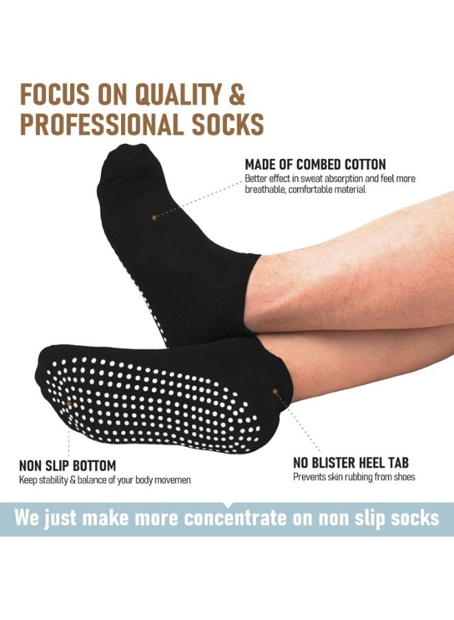 اسرلي وايت 8 أزواج من جوارب اليوجا غير القابلة للانزلاق مع مقابض للنساء والرجال وجوارب بيلاتيس المتماسكة من القطن للمستشفى والمنزل - Image 2